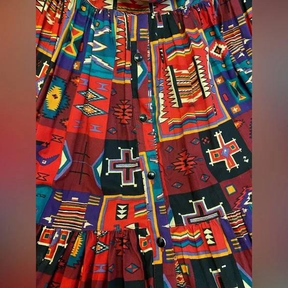 VINTAGE Desert West Sherry Holt USA Circle Skirt Set Southwestern Aztec MEDIUM - Picture 10 of 14